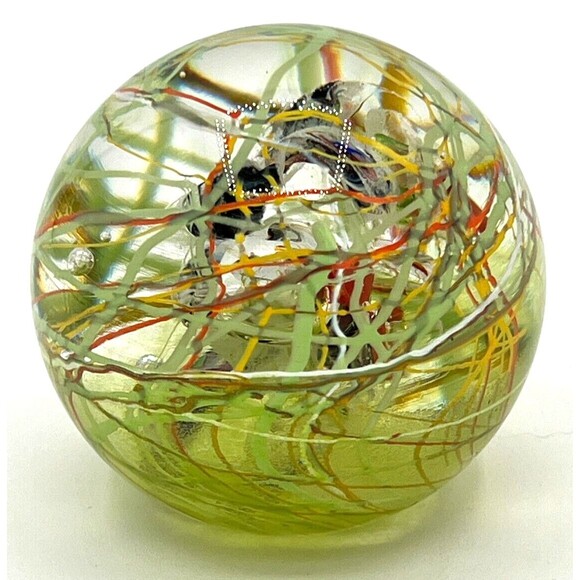 Murano Style Studio Glass Handblown Paperweight Multicolored Swirl‎ Ribbons Fish - Picture 2 of 16